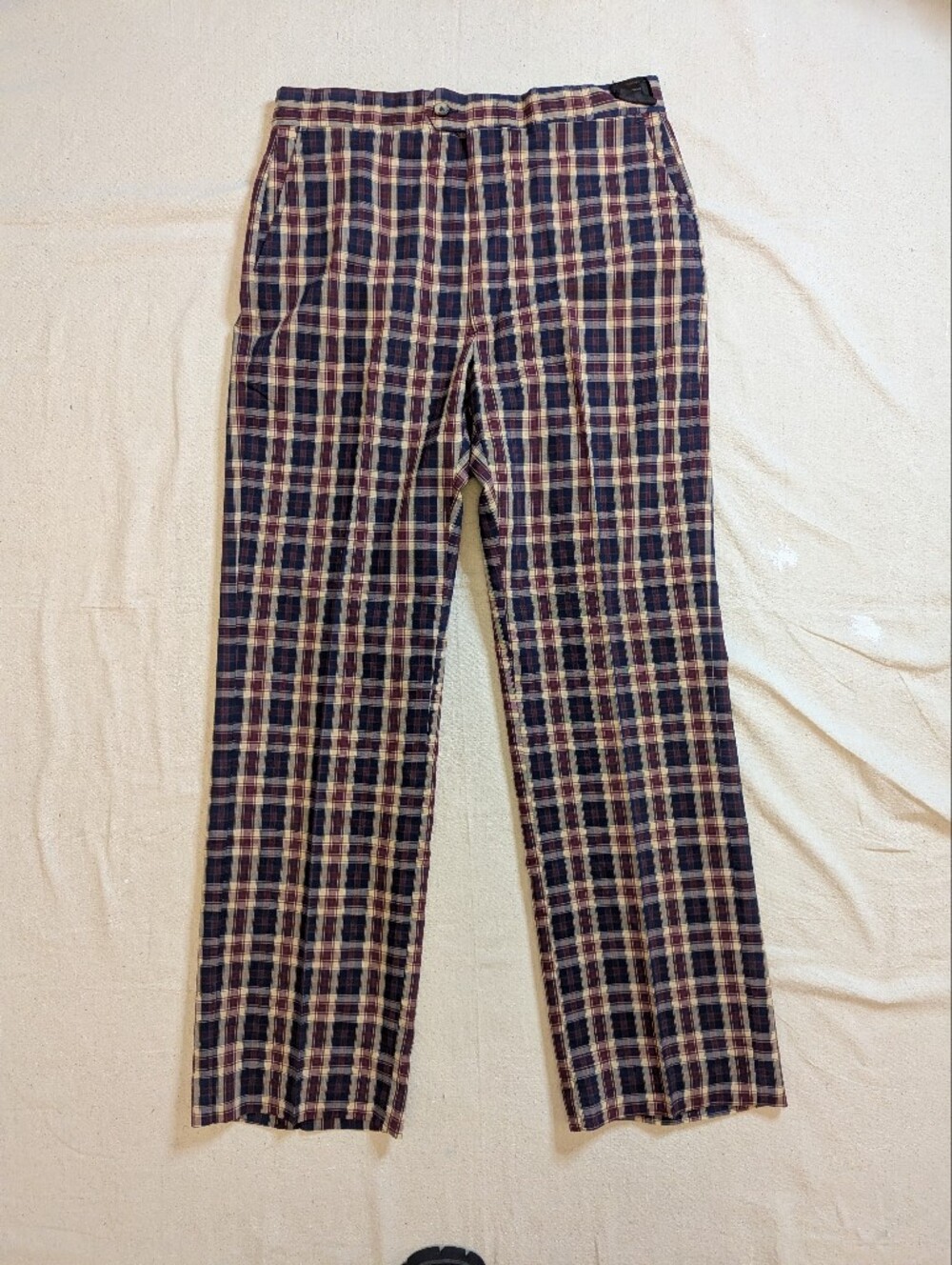 Vintage 70s 80s Men's Plaid Casual Golf Pants - Navy and Burgundy